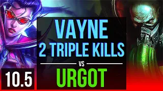 VAYNE vs URGOT (TOP) | 2 Triple Kills, Legendary | EUW Challenger | v10.5