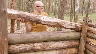 Build a super big wooden house using hand tools and super large logs l Build Shelter In The Forest