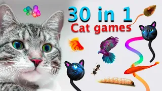 30 CAT GAMES IN 1 VIDEO : mice, laser, toy, rope etc. MIX Videos for Cats to Watch on Screen. CAT TV