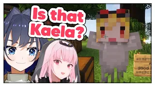 God Kaela shows her power to Kronii and Calli in Minecraft