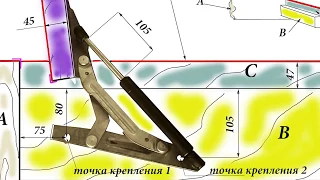 Люк в подвал (погреб) с амортизаторами (петлями) Лада - Калина. Чертеж