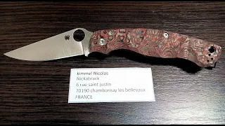 Spyderco Military 2 CPM S110V. Custom Fat Carbon Lava Flow scales.