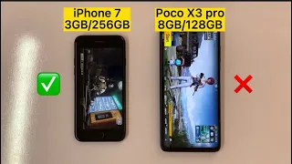 iPhone 7 vs poco x3 pro speed test | poco x3 pro pubg test | x3 pro poco pubg | iPhone 7 Plus