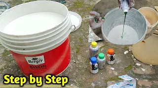 Distemper में colour कैसे मिलाये! how to mix colour in distemper |