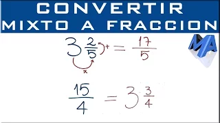 Convertir número mixto a fracción y viceversa