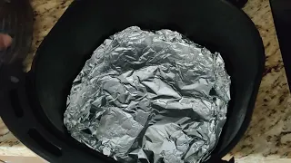 If you just got an Air Fryer, try putting Aluminum Foil at the bottom to make cleanup easier.