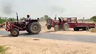 MF 240 Tractor Pulling Fail Heavy Load Trolley Stuck On Ramp With Help Massey Ferguson 375 Tractor