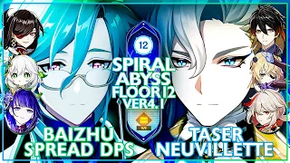 NEW SPIRAL ABYSS 4.1 - Baizhu Spread Dps & Neuvillette Taser | Abyss - Floor 12 (Genshin impact)