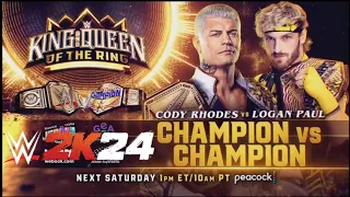 Cody vs Logan I Champion Vs Champion I at WWE King Of the Ring