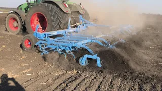 Предпосевной культиватор Lemken Korund 8/900 K MAR (Корунд 8/900) с трактором Fendt 936 ч.3