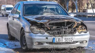 В Днепре на Запорожском шоссе на ходу загорелся Mercedes