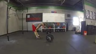 10 Min EMOM - 7 Thrusters @ 95 lbs & 7 Burpees Over Bar