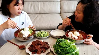자매도 도전한다!! 불마왕 냉면& 양념돼지갈비 | Challenge Mukbang (Spicy Cold Noodles Naengmyeon, Pork Ribs Galbi)