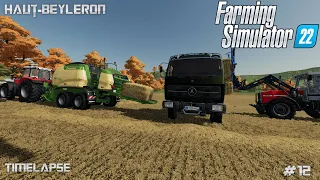 Balling Straw and Collecting it! | Haut-Beyleron Farm | Farming Simulator 22 | #12