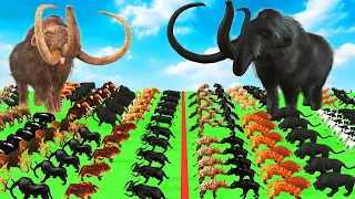 Prehistoric Mammals Stampede Animals Mammoth vs Elephant Shadow Itself Size Animal Revolt Battle