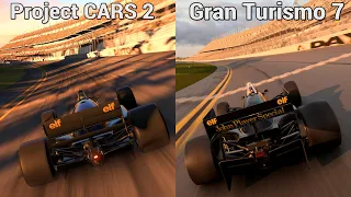 Gran Turismo 7 Vs Project CARS 2 Comparison - Lotus 98T at Daytona Road Course