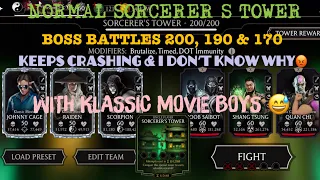 Normal Sorcerer’s Tower Boss Battles 200, 190 & 170+ Amazing Reward🤩| Vs KM Boys| MK Mobile Gaming