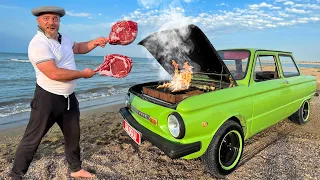 Built A Barbecue On Wheels To Cook The Perfect Rare Steak