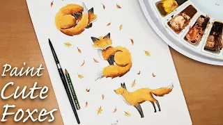 How to Draw and Paint Cute Foxes - Watercolor Fox Tutorial