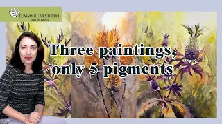 How to paint watercolor with a limited palette: 3 paintings with only 5 pigments