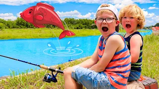 Kids Pretend Play Going Fishing with Kids Toys! 🐠