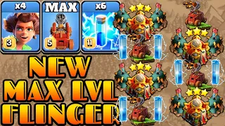 New Max Level Flame Flinger + Root Rider Attack With 6 Zap Spell!! Best Th16 War Attack Strategy COC