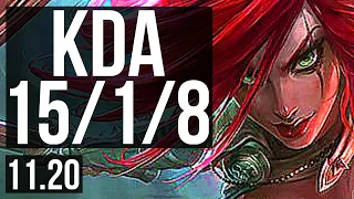 KATARINA vs VEX (MID) | 15/1/8, Rank 5 Kata, Legendary | NA Grandmaster | v11.20