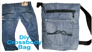 Diy Denim Crossbody bag from old jeans into bag recycling idea