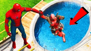 GTA 5 Water Ragdolls Spiderman vs Team Superheroes Jumps/Fails #107 (Euphoria physics Funny Moments)