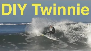 Surfing my hand shaped twin fin