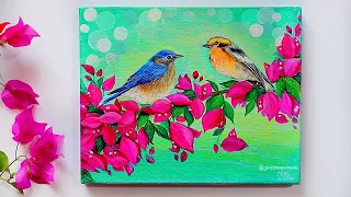 STEP By STEP Birds Painting for Beginners and Tips on Acrylic Painting