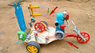 Diy tractor mini borewell drilling Machine Diesel engine water pump | Science project @MakeToys