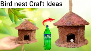 How to Make a Bird nest at home|Making bird nest from plastic bottle||Garden decor idea||mini house