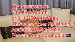 🦘 🇦🇺 🇰🇭 28/02 /2023 Update on Luxury Apartments Phnom Penh Cambodia  From $450  Month $112.50 Week,