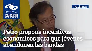 Presidente Petro propone incentivos económicos para que jóvenes abandonen las bandas criminales