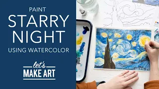 Vincent Van Gogh's Starry Night  ✨  Watercolor Painting Tutorial by Sarah Cray of Let's Make Art