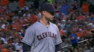 CLE@BAL: Kluber fans 10 over seven innings