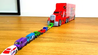 36 type Tomica Cars sliding down from big red truck Transporter #2