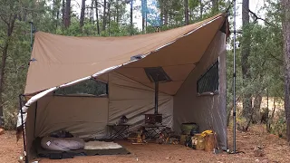 Solo Hot Tent Camping with Wood Stove | Cozy ASMR