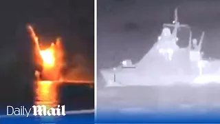 Russian warship ‘Sergei Kotov’ is sunk by Ukrainian boat drones in raid on Crimea