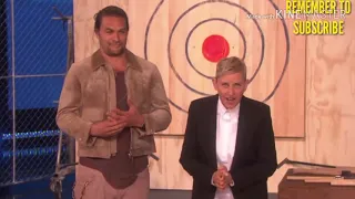 JASON MOMOA AXE THROWING COMPETITION ON ELLEN SHOW