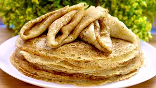 PANCAKES ON MINERAL WATER. No eggs or milk. DELICIOUS AND SUBTLE. RECIPE for lean pancakes.