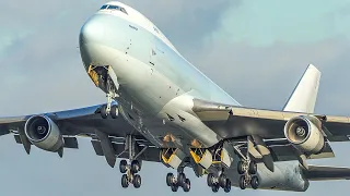 BOEING 747 DEPARTURE with ENGINE CLOSE UP - THREE B747` s departing at Liege Airport (4K)