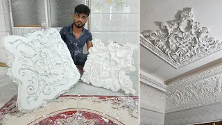 How to make Gypsum Victorian ceiling design on Silicone Rubber and installation room | Gypsum design