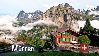 Murren, peaceful stroll through a Swiss mountain village  - The Switzerland walking tour - video 4K