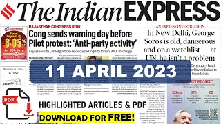 Indian Express Newspaper Analysis | 11 APRIL 2023 | Daily Current Affairs | UPSC CSE/IAS 2023/2024