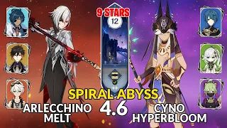 New 4.6 Spiral Abyss│Arlecchino Melt & Cyno Hyperbloom | Floor 12 - 9 Stars | Genshin Impact