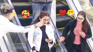 PULLING STRANGER CHEEKS ON ESCALATOR || CLASSY HARSH