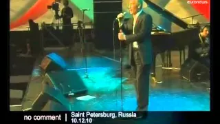 Vladimir Putin singing and playing piano