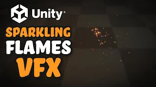 Fire VFX in Unity, amber, sparkles, turbulences, ashes particles